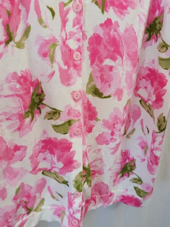 Isaac Mizrahi Sweater Cardigan Top 3X Floral Rose Gardencore Granny Chic Cottage - Picture 4 of 11